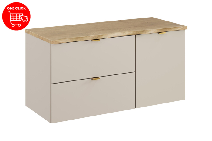 Set Mobilier Baie Dalia Cashmere 100 cm, cu blat și dulap cu coș de rufe, Stejar Cremona, Cașmir Mat - COMAD [3]