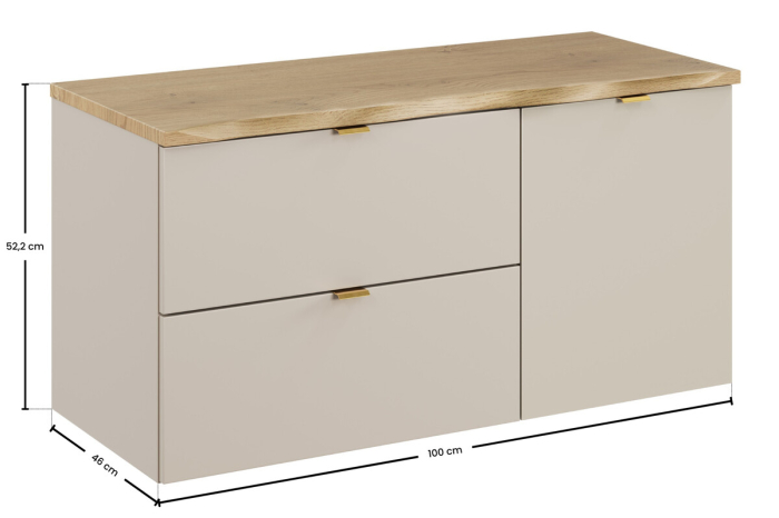 Set Mobilier Baie Dalia Cashmere 100 cm, cu blat și dulap cu coș de rufe, Stejar Cremona, Cașmir Mat - COMAD [4]