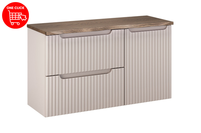 Set Mobilier Nova Cashmere 100 cm, cu Blat și Dulap Coș Rufe, Cașmir Mat - COMAD [3]