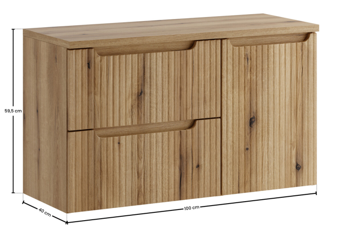 Set Mobilier Nova Coast Evoke 100 cm, cu Blat și Dulap cu Coș de Rufe, Stejar - COMAD [4]