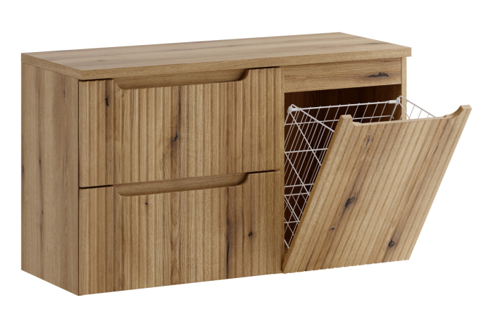 Set Mobilier Nova Coast Evoke 100 cm, cu Blat și Dulap cu Coș de Rufe, Stejar - COMAD [2]