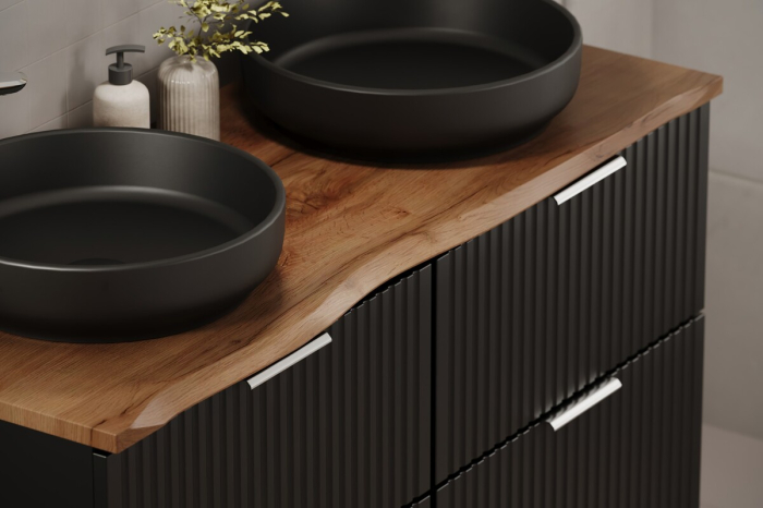 Set Mobilier Adel Black 60 cm, cu blat, Negru Mat - COMAD [5]