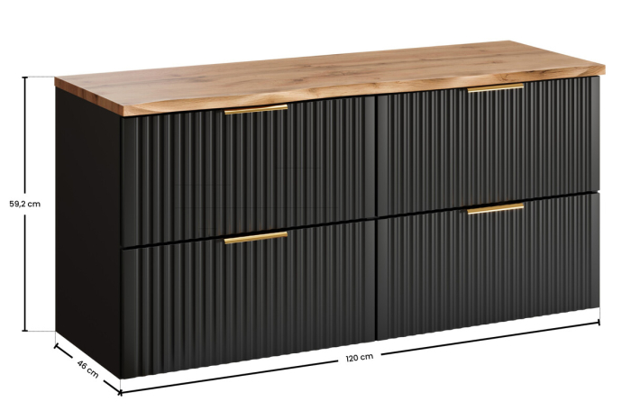 Set Mobilier Adel Black 120 cm, cu Blat, Negru Mat - COMAD [3]