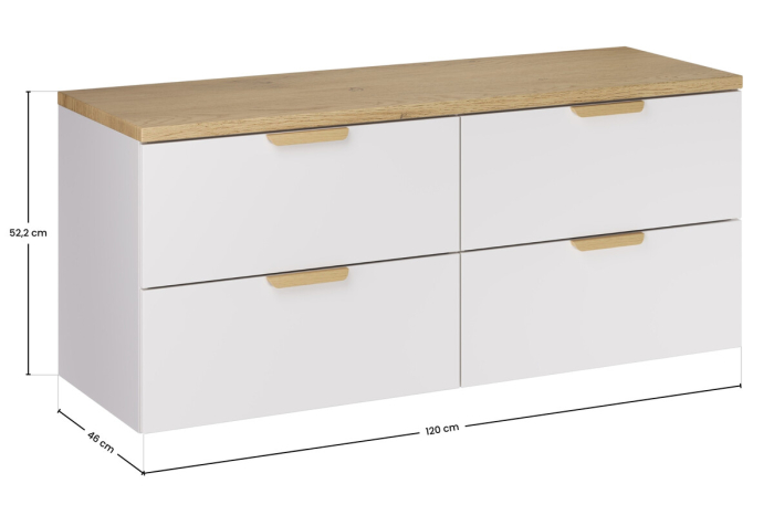 Set Mobilier Aster White 120 cm, cu blat, Alb Mat cu Mânere Stejar Cremona - COMAD [3]