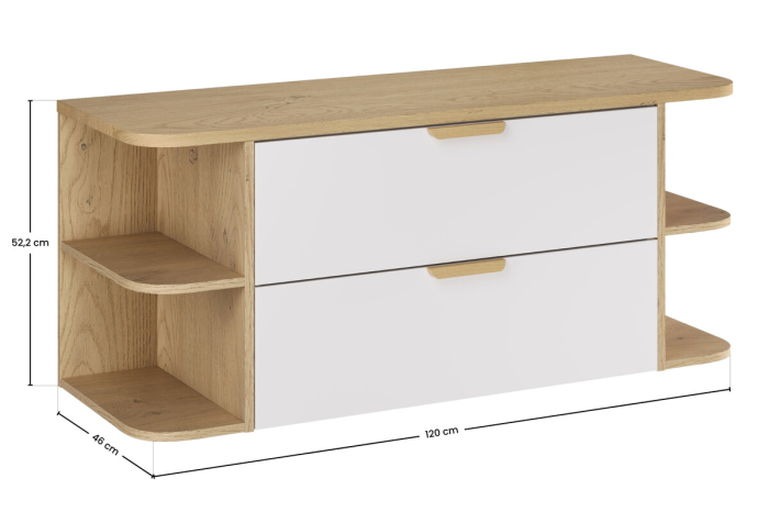 Set Mobilier Aster White 120 cm, cu blat, Alb Mat cu Mânere Stejar Cremona - COMAD [3]
