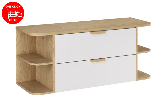 Set Mobilier Aster White 120 cm, cu blat, Alb Mat cu Mânere Stejar Cremona - COMAD [2]