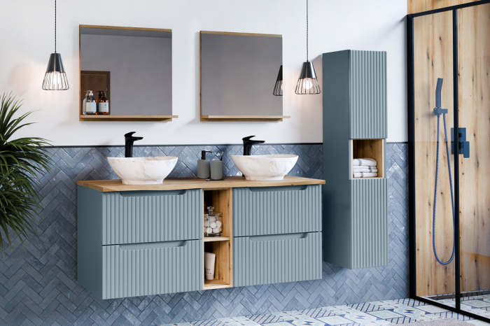Set mobilier 60cm cu blat, lavoar pe blat Beyond și coloană de baie Nova Denim COMAD SET-NOD B OAK 60CM S UN BEYOND HC [4]