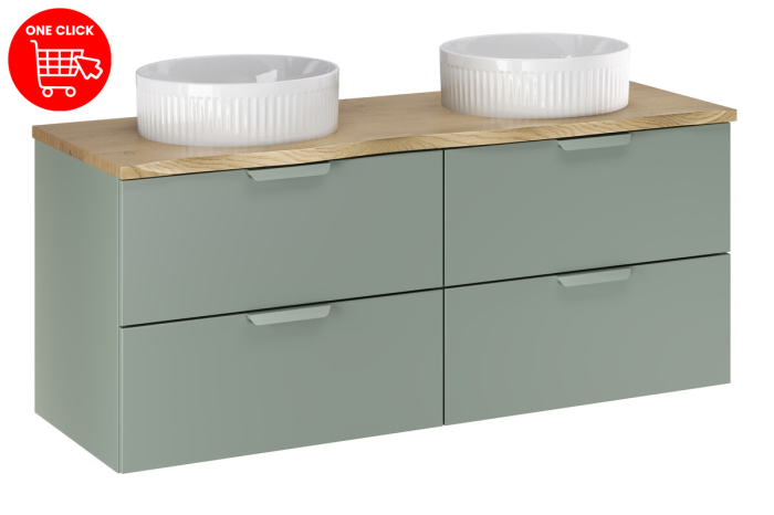 Set Mobilier Aster Green 120 cm, cu Blat și 2 Lavoare de Blat Beyond, Verde Mat - COMAD [2]