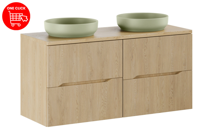 Set mobilier 120 cm cu blat, 2 lavoare de blat River și dulap înalt Nordic Cremona COMAD SET-NC B CREMONA 120CM UN RIVER 1 OG HC [2]