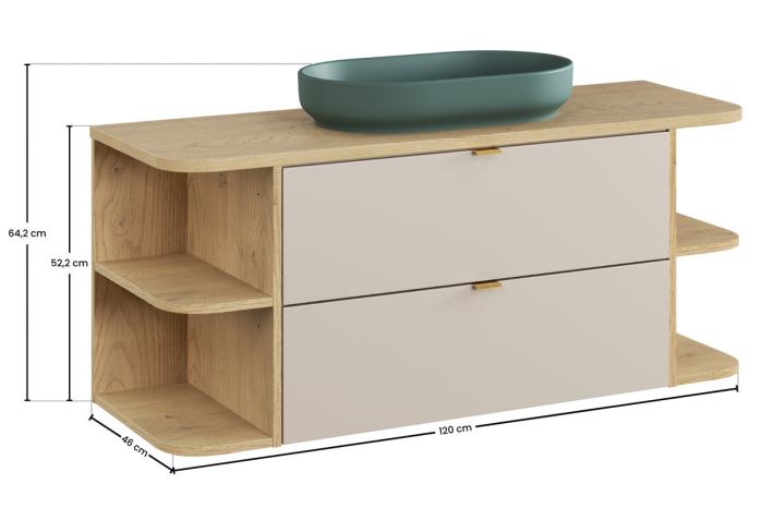 Set mobilier 120 cm cu blat și lavoar pe blat River Dalia Cashmere COMAD SET-DCBCREMONA120CMUNRIVERLRSM [3]
