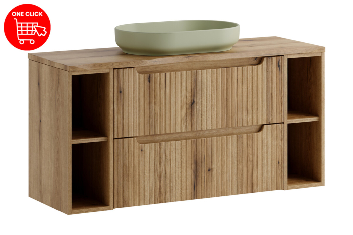 Set Mobilier Nova Coast Evoke 120 cm, cu blat și lavoar pe blat River, Stejar - COMAD [2]