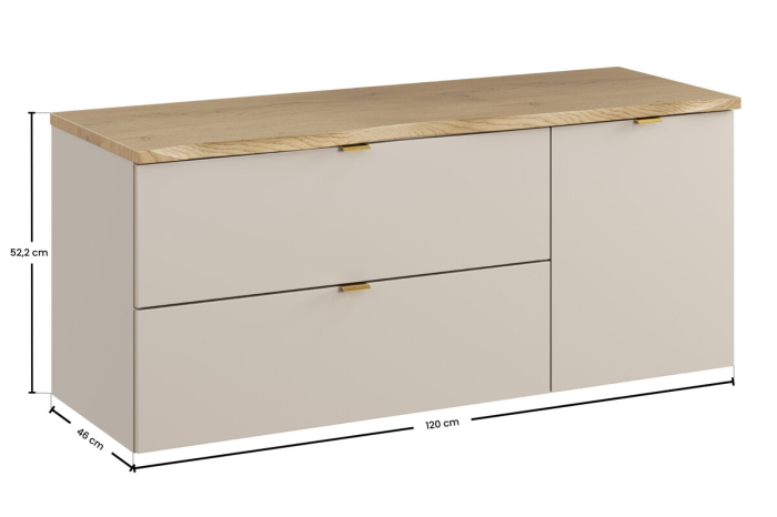 Set mobilier 120 cm cu blat și un dulap cu coș de rufe Dalia Cashmere COMAD SET-DC B NAT CREMONA 120CM LB [4]