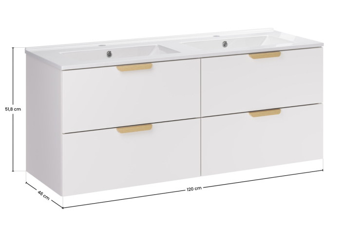 Set Mobilier cu Lavoar Aster White 120 cm, Manere Stejar Cremona, Alb Mat - COMAD [3]