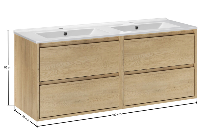 Set Mobilier Baie Viola Cremona 120 cm, cu lavoar, Stejar Cremona - COMAD [3]