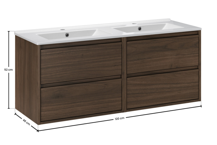 Set Mobilier Viola Villa 120 cm, cu Lavoar Lava, Nuc Villa - COMAD [3]
