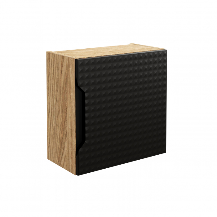 Set mobilier baie 120cm cu blat, 2 lavoare Cloud și dulap înalt Luxor Black [6]