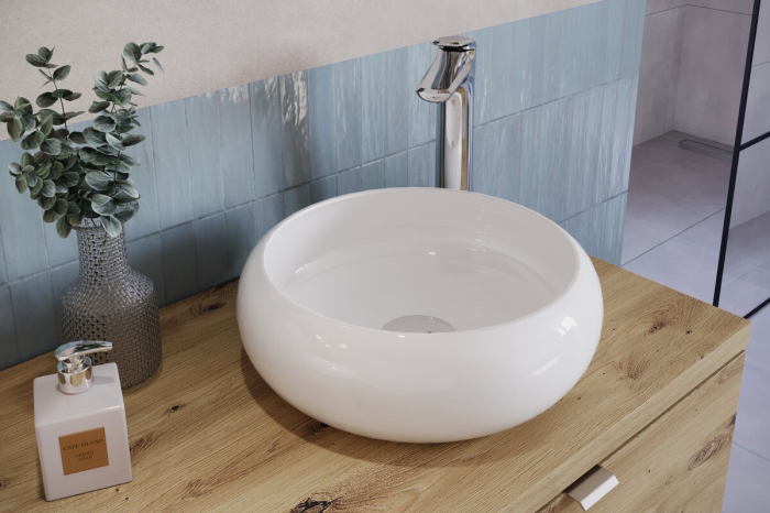 Set Mobilier Aster White 120 cm, cu Blat și 2 Lavoare pe Blat, Alb Mat, Stejar Cremona - COMAD [10]