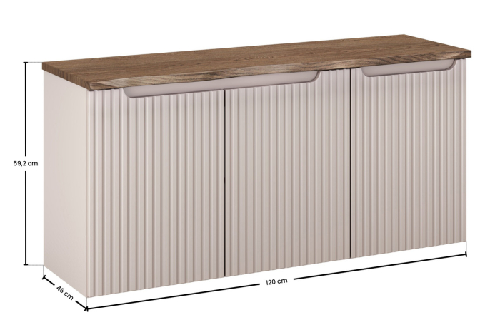 Set Mobilier Baie Nova Cashmere 120 cm, cu Blat și Coș de Rufe, Cașmir Mat - COMAD [4]