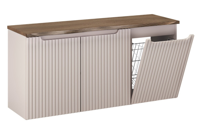 Set Mobilier Baie Nova Cashmere 120 cm, cu Blat și Coș de Rufe, Cașmir Mat - COMAD [2]