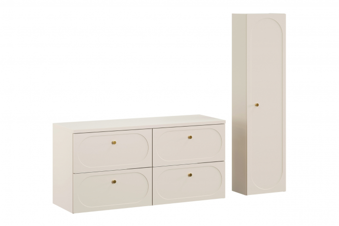 Set mobilier baie 120 cm, cu blat si dulap inalt, finisaj Donna Sand COMAD [1]