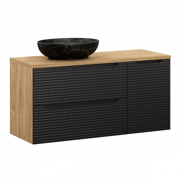 Set mobilier baie 120cm cu blat și lavoar Mona Luxor Black [1]