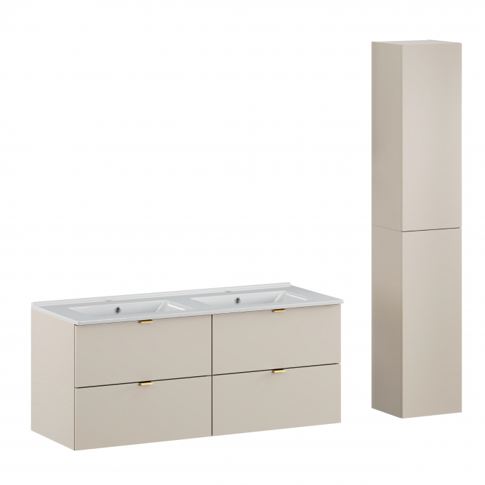 Set mobilier baie 120cm cu lavoar Dalia Cashmere și dulap înalt. [1]