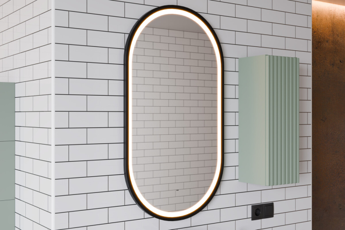Set Mobilier Baie Adel White 80 cm, cu blat, lavoar pe blat Anna, coloană și oglindă, Alb Mat - COMAD [21]