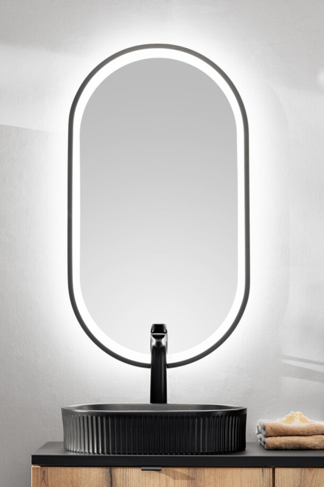 Set Mobilier Baie Adel White 80 cm, cu blat, lavoar pe blat Anna, coloană și oglindă, Alb Mat - COMAD [19]