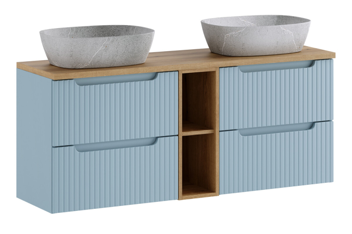 Set Mobilier Baie Nova Denim 140 cm, cu Blat și Lavoar pe Blat Anna, Denim - COMAD [2]