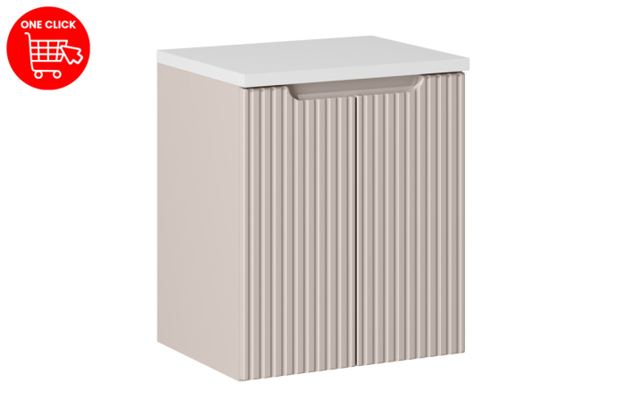 Set Mobilier Nova Cashmere 50 cm, cu blat, Alb Mat, Cașmir Mat - COMAD [2]