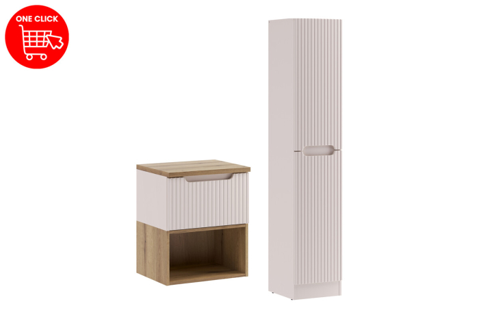 Set Mobilier Nova Cashmere 50 cm, cu Blat și Dulap Înalt, Cașmir Mat - COMAD [2]
