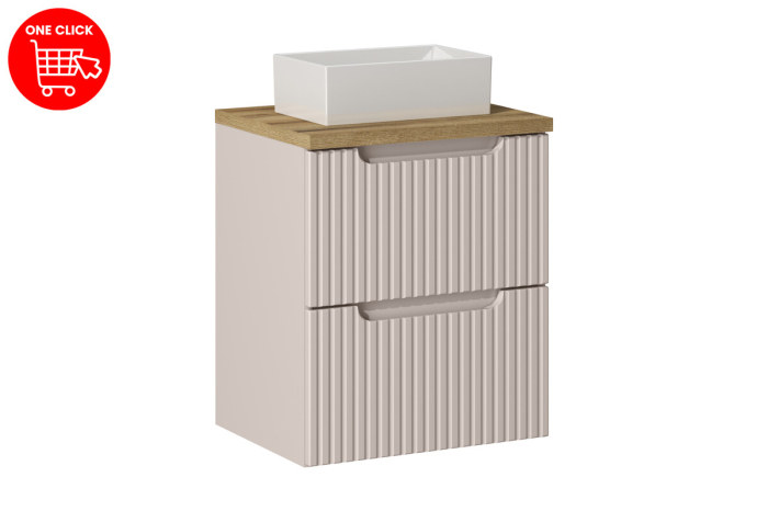 Set Mobilier Baie Nova Cashmere 50 cm, cu Blat și Lavoar Gaja, Stejar, Cașmir Mat - COMAD [2]