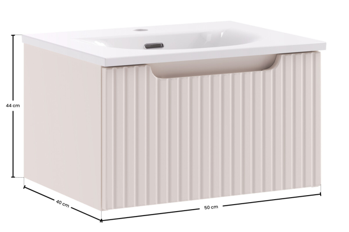 Set Mobilier Baie Nova Cashmere 50 cm, cu Lavoar Sky, Cașmir Mat - COMAD [3]