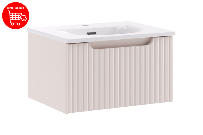 Set Mobilier Baie Nova Cashmere 50 cm, cu Lavoar Sky, Cașmir Mat - COMAD [2]