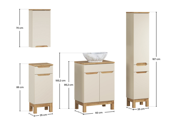 Set mobilier 60 cm cu blat, lavoar pe blat Pati și dulap înalt Bali Cashmere COMAD SET-BAC B WOTAN 60CM UN PATI HC LC [4]