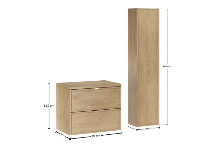 Set Mobilier Baie Terra Cremona 60 cm, cu Blat și Coloană Înaltă, Stejar Cremona - COMAD [3]