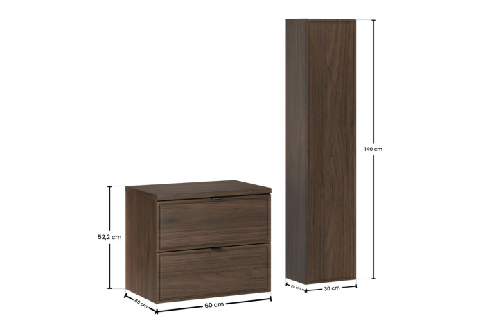 Set Mobilier Terra Villa 60 cm, cu Blat și Coloană Înaltă, Nuc Villa - COMAD [3]