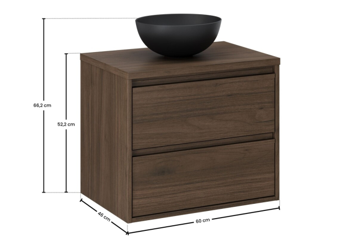 Set Mobilier Baie Viola Villa 60 cm, cu Blat și Lavoar Domi pe Blat, Nuc Villa - COMAD [3]