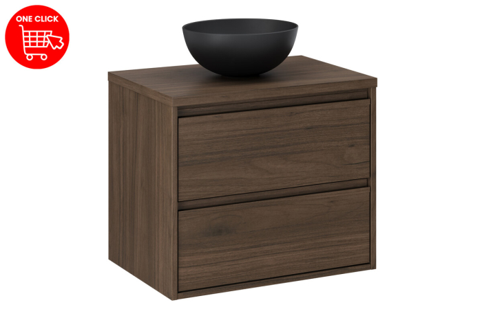 Set Mobilier Baie Viola Villa 60 cm, cu Blat și Lavoar Domi pe Blat, Nuc Villa - COMAD [2]