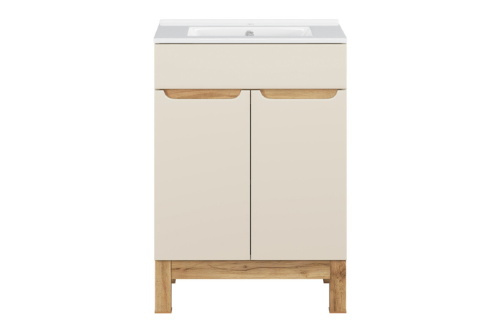 Set Mobilier Baie Bali Cashmere 60 cm, cu Lavoar Lava, Cașmir Mat - COMAD [2]