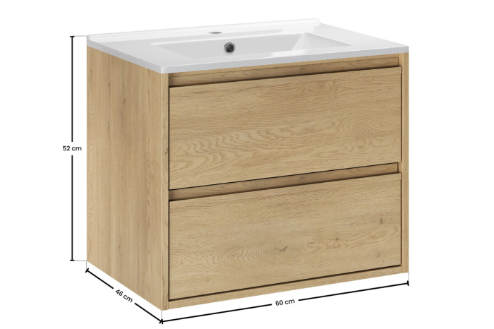 Set Mobilier Baie Viola Cremona 60 cm, cu lavoar, Stejar Cremona - COMAD [3]
