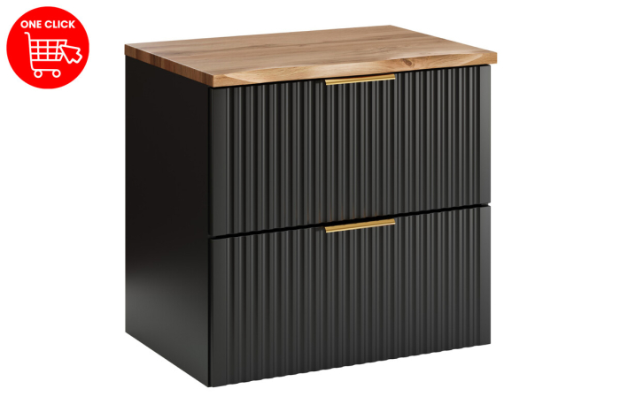 Set Mobilier Adel Black 60 cm, cu blat, Negru Mat - COMAD [2]