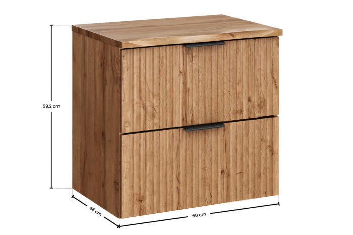Set Mobilier Baie Adel Oak 60 cm, cu Blat, Stejar Wotan - COMAD [3]