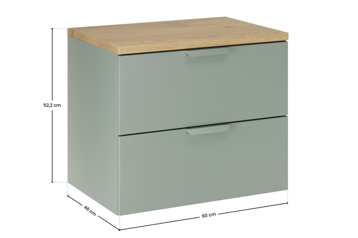Set Mobilier Baie Aster Green 60 cm, cu Blat, Verde Mat - COMAD [3]