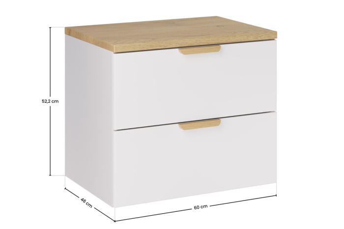 Set Mobilier Aster White 60 cm, cu Blat, Alb Mat, Stejar Cremona - COMAD [3]