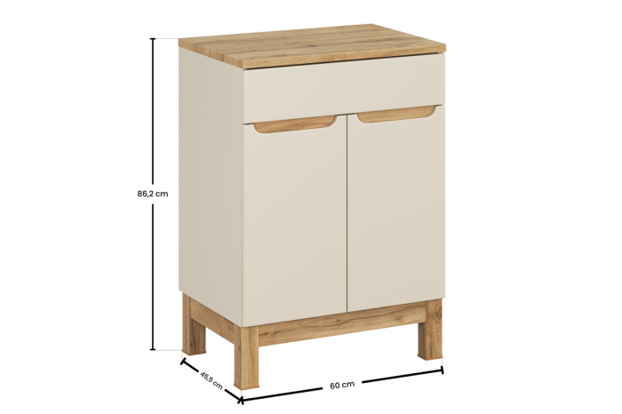 Set Mobilier Baie Bali Cashmere 60 cm, cu Blat, Cașmir Mat - COMAD [4]