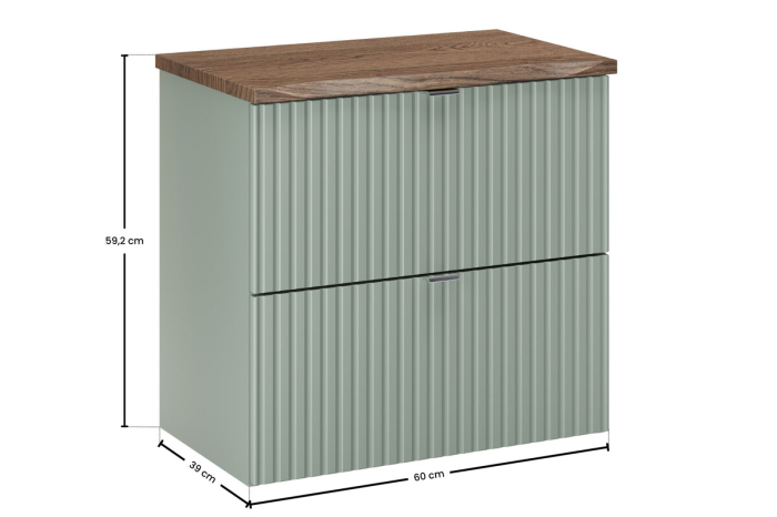 Set Mobilier Baie LINE REED GREEN 60 cm, cu Blat, Mânere Crom Lucios, Verde Trestie - COMAD [3]