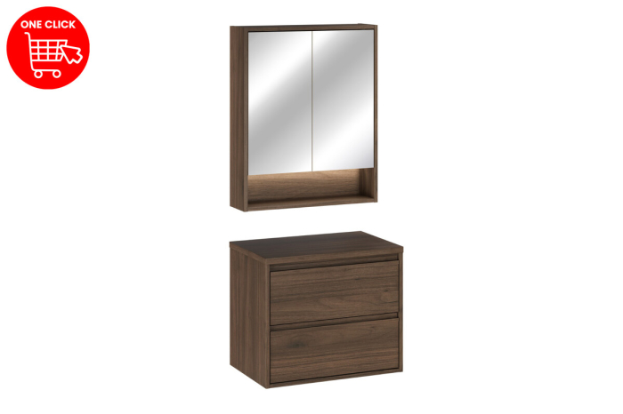 Set Mobilier Viola Villa 60 cm, cu blat și dulap cu oglindă, Nuc Villa - COMAD [2]