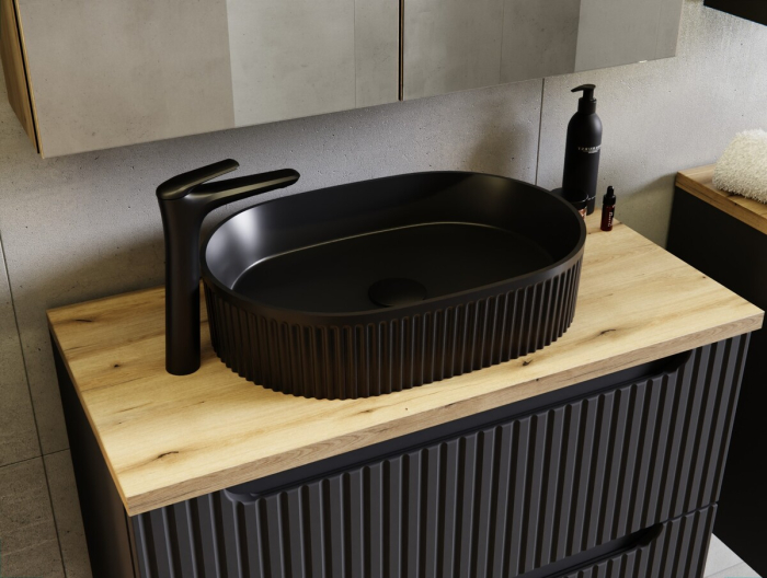 Set mobilier 60cm cu blat, lavoar pe blat Beyond și coloană de baie Nova Denim COMAD SET-NOD B OAK 60CM S UN BEYOND HC [13]