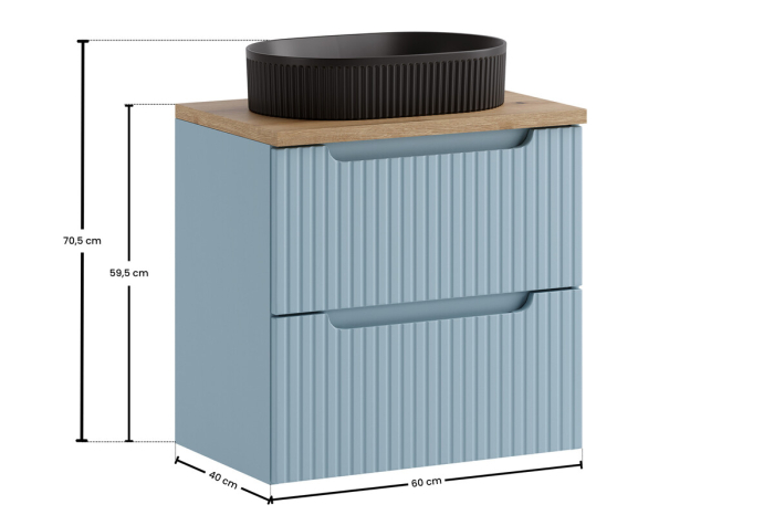 Set mobilier 60cm cu blat, lavoar pe blat Beyond și coloană de baie Nova Denim COMAD SET-NOD B OAK 60CM S UN BEYOND HC [3]